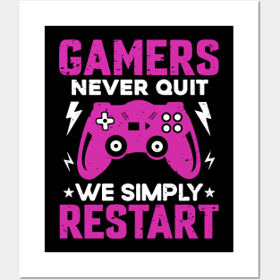 Gamers Never Quit - Gamer Girl Posters and Art